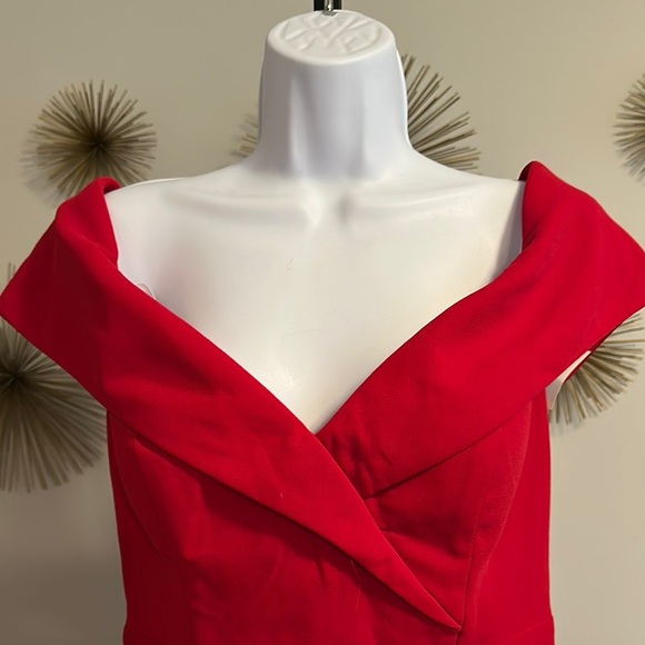 Xscape Elegant Red Off-Shoulder Dress NWT - Picture 2 of 5